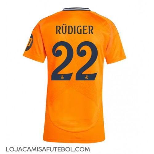 Camisa de Futebol Real Madrid Antonio Rudiger #22 Equipamento Secundário Mulheres 2024-25 Manga Curta